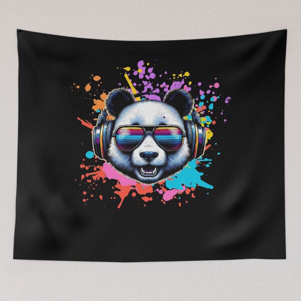 Item preview, Cool And Stylish DJ Panda Wearing Sunglasses With Colorful Splash   designed and sold by Smix Pixels.