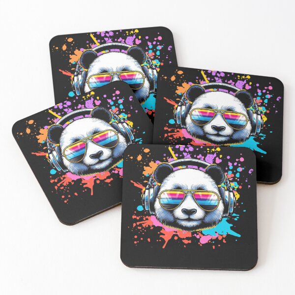 Item preview, Cool And Stylish DJ Panda Wearing Sunglasses With Colorful Splash   designed and sold by Smix Pixels.
