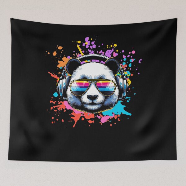 Item preview, Cool And Stylish DJ Panda Wearing Sunglasses With Colorful Splash   designed and sold by Smix Pixels.
