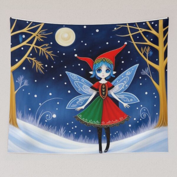 Item preview, Big Blue Eyed Elf Fairy In Winterland designed and sold by TheDarkWardrobe.