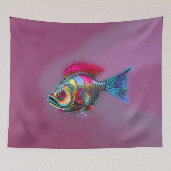 Item preview, Minimalist Steampunk Fish Subtle Steampunk Style - Dark Mauve Ocean designed and sold by Beachy.