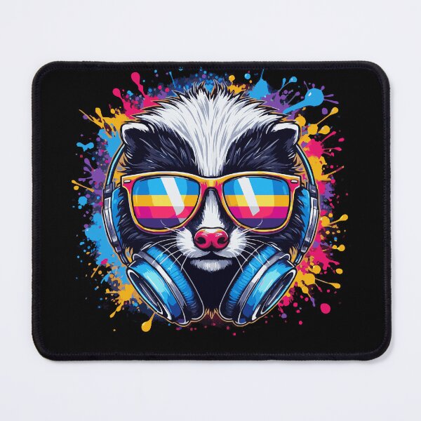 Item preview, Cool And Stylish DJ Skunk Wearing Sunglasses With Colorful Splash   designed and sold by Smix Pixels.