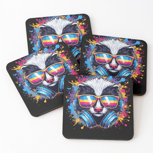 Item preview, Cool And Stylish DJ Skunk Wearing Sunglasses With Colorful Splash   designed and sold by Smix Pixels.