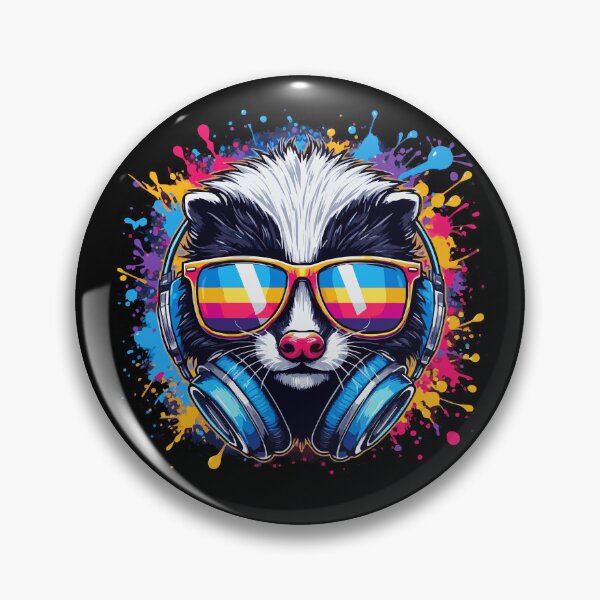 Item preview, Cool And Stylish DJ Skunk Wearing Sunglasses With Colorful Splash   designed and sold by Smix Pixels.