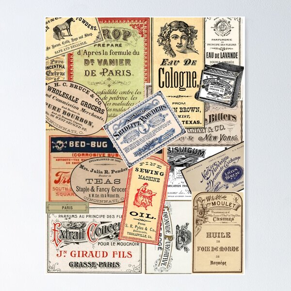 Item preview, Antique Vintage Labels Junk Journal Aesthetic English & French designed and sold by spookyscenes.
