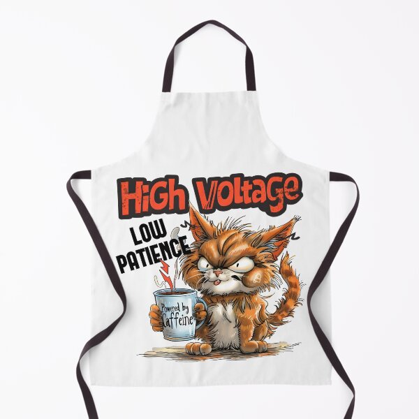 Item preview, Powered By Caffeine High Voltage Low Patience Funny Coffee Lovers Cat Lovers designed and sold by scooterbaby.
