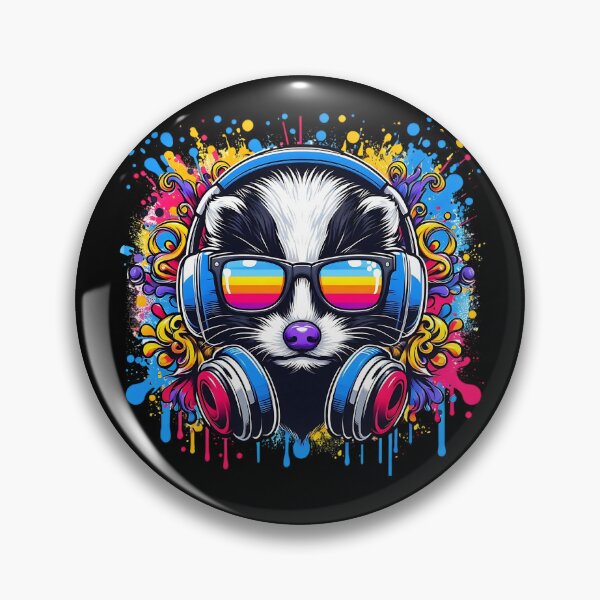 Item preview, Cool And Stylish DJ Skunk Wearing Sunglasses With Colorful Splash   designed and sold by Smix Pixels.
