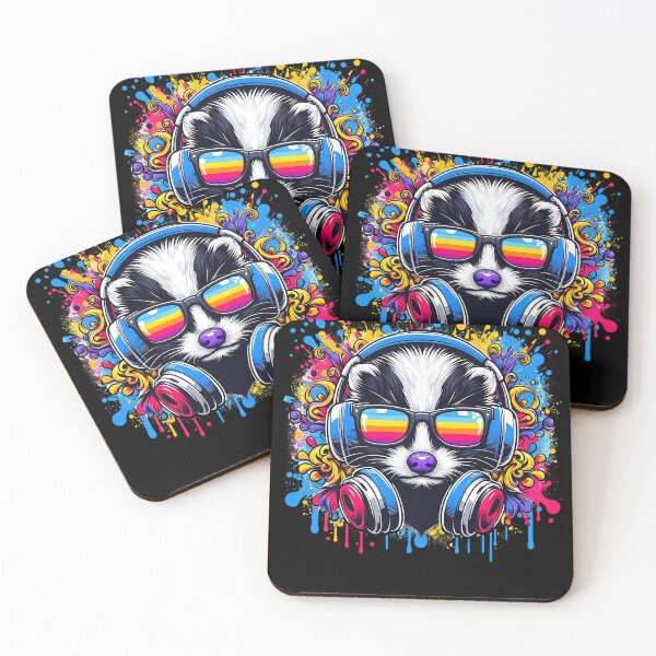 Item preview, Cool And Stylish DJ Skunk Wearing Sunglasses With Colorful Splash   designed and sold by Smix Pixels.