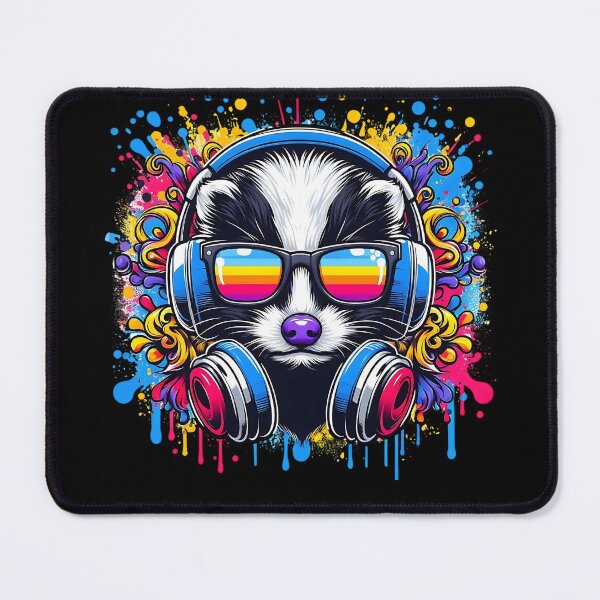 Item preview, Cool And Stylish DJ Skunk Wearing Sunglasses With Colorful Splash designed and sold by Smix Pixels.