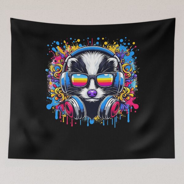 Item preview, Cool And Stylish DJ Skunk Wearing Sunglasses With Colorful Splash   designed and sold by Smix Pixels.