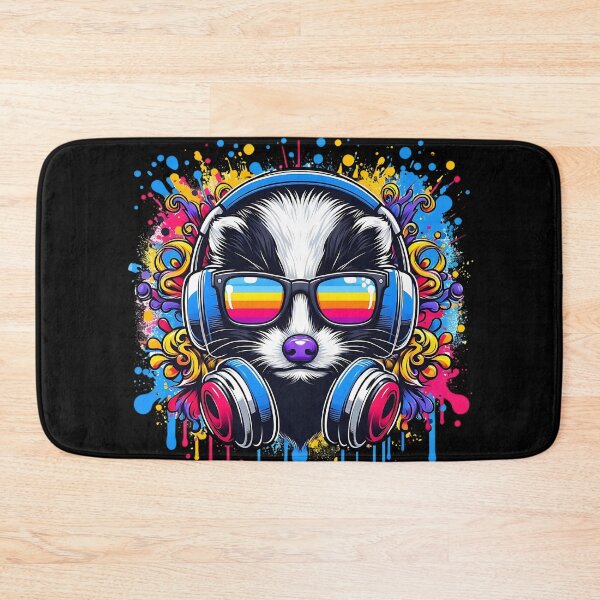 Item preview, Cool And Stylish DJ Skunk Wearing Sunglasses With Colorful Splash   designed and sold by Smix Pixels.
