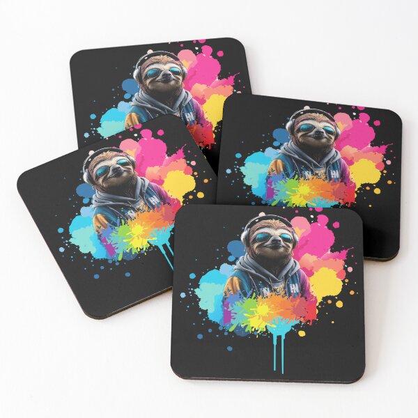 Item preview, Cool And Stylish DJ Sloth Wearing Sunglasses With Colorful Splash   designed and sold by Smix Pixels.