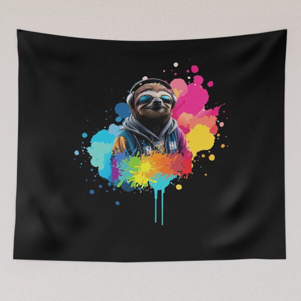 Item preview, Cool And Stylish DJ Sloth Wearing Sunglasses With Colorful Splash   designed and sold by Smix Pixels.