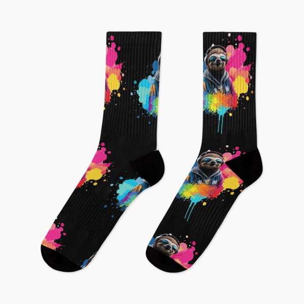 Item preview, Cool And Stylish DJ Sloth Wearing Sunglasses With Colorful Splash   designed and sold by Smix Pixels.