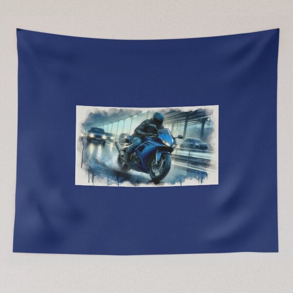 Item preview, Blue Ducati in a Wet Street Scene designed and sold by Halifaxartguy.