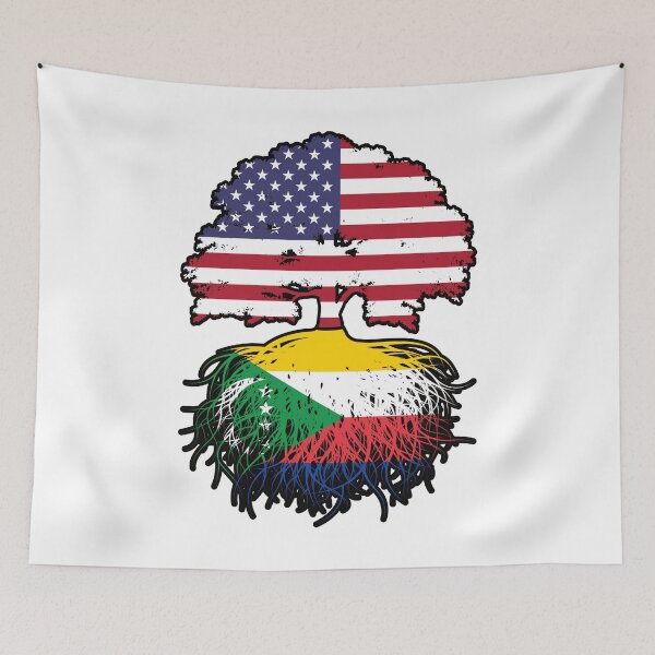Item preview, Comoros Comorian American USA Tree Roots Flag designed and sold by FlagX.