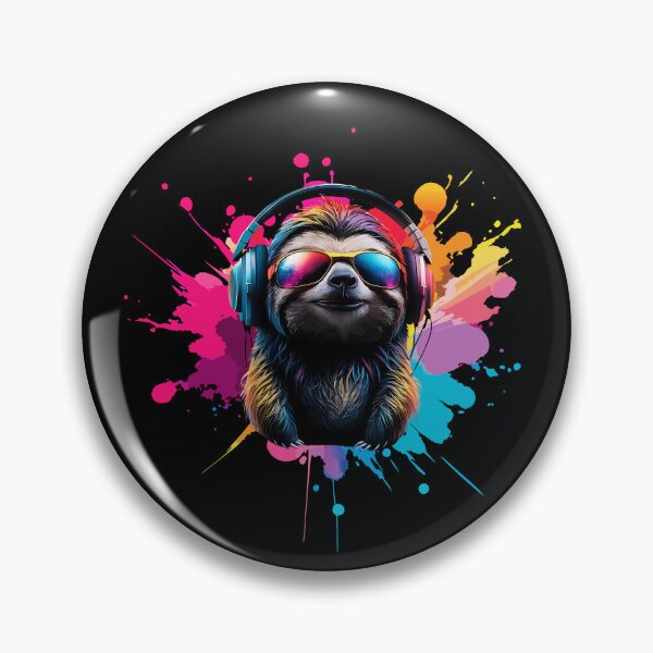 Item preview,  Cool And Stylish DJ Sloth Wearing Sunglasses With Colorful Splash   designed and sold by Smix Pixels.