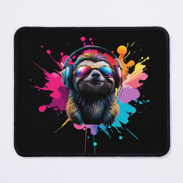 Item preview,  Cool And Stylish DJ Sloth Wearing Sunglasses With Colorful Splash   designed and sold by Smix Pixels.