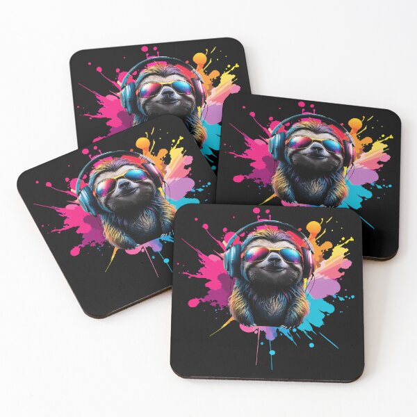 Item preview,  Cool And Stylish DJ Sloth Wearing Sunglasses With Colorful Splash   designed and sold by Smix Pixels.