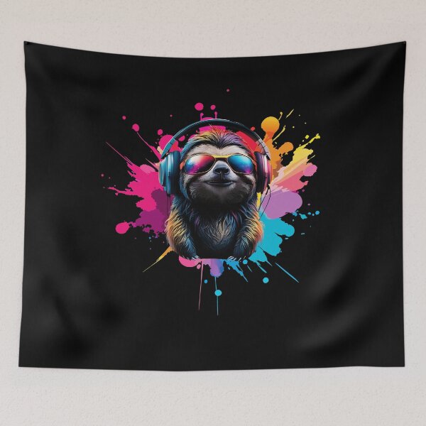 Item preview,  Cool And Stylish DJ Sloth Wearing Sunglasses With Colorful Splash   designed and sold by Smix Pixels.