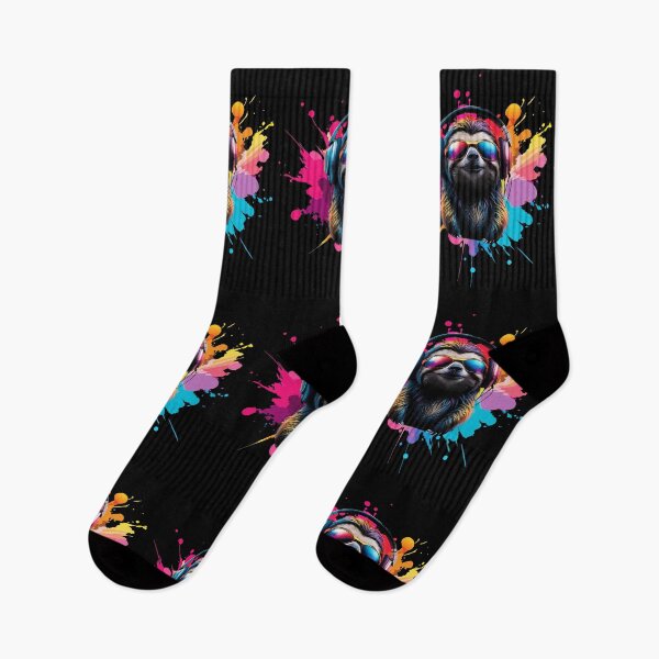 Item preview,  Cool And Stylish DJ Sloth Wearing Sunglasses With Colorful Splash   designed and sold by Smix Pixels.