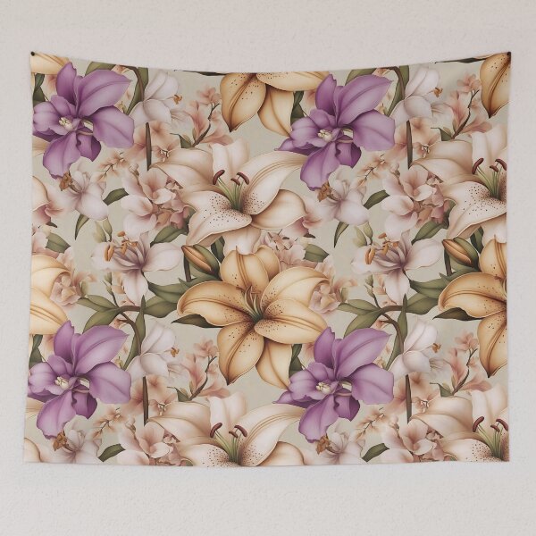 Item preview, Romantic Lily and Orchid Seamless Floral Pattern designed and sold by VoyteksDesigns.