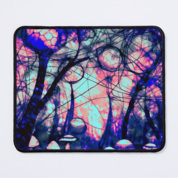 Item preview, Psychedelic, magical forest and colorful, inky mushrooms.1 designed and sold by My-fake-places.