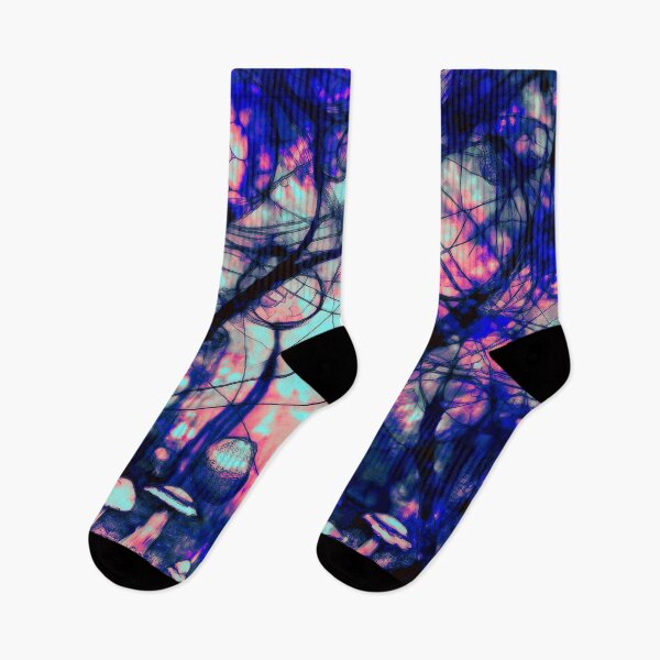 Item preview, Psychedelic, magical forest and colorful, inky mushrooms.1 designed and sold by My-fake-places.
