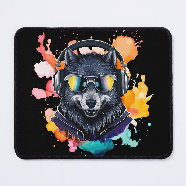 Item preview, Cool And Stylish DJ Wolf Wearing Sunglasses With Colorful Splash designed and sold by Smix Pixels.