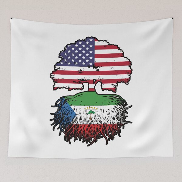 Item preview, Equatorial Guinea Equatorial Guinean American USA Tree Roots Flag designed and sold by FlagX.
