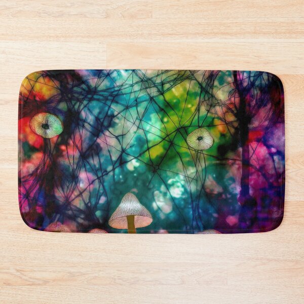 Item preview, Psychedelic, magical forest and colorful, inky mushrooms.3 designed and sold by My-fake-places.