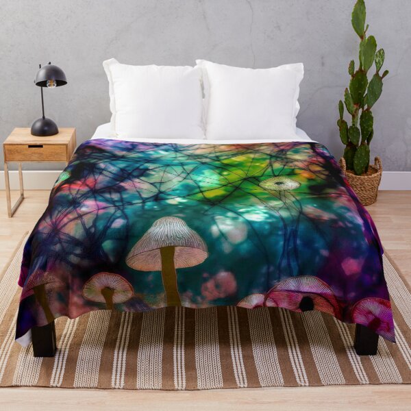 Item preview, Psychedelic, magical forest and colorful, inky mushrooms.3 designed and sold by My-fake-places.