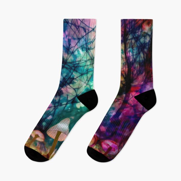 Item preview, Psychedelic, magical forest and colorful, inky mushrooms.3 designed and sold by My-fake-places.