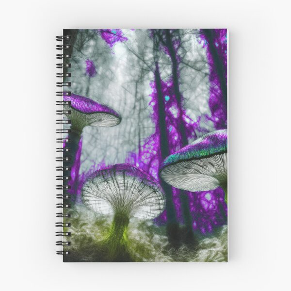 Item preview, Psychedelic, magical forest and colorful, inky mushrooms.4 designed and sold by My-fake-places.