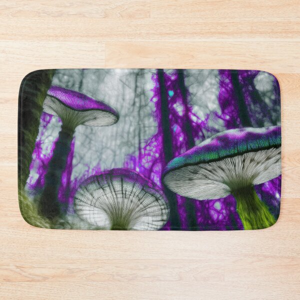 Item preview, Psychedelic, magical forest and colorful, inky mushrooms.4 designed and sold by My-fake-places.