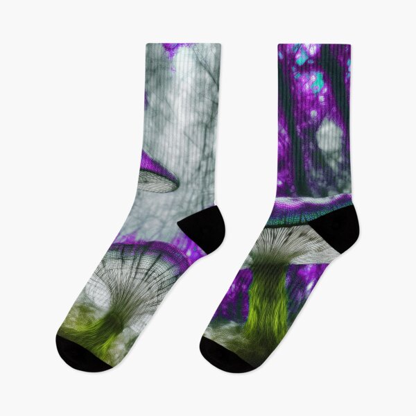 Item preview, Psychedelic, magical forest and colorful, inky mushrooms.4 designed and sold by My-fake-places.