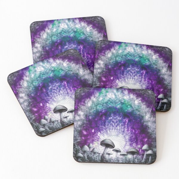 Item preview, Psychedelic, magical forest and colorful, inky mushrooms.2 designed and sold by My-fake-places.