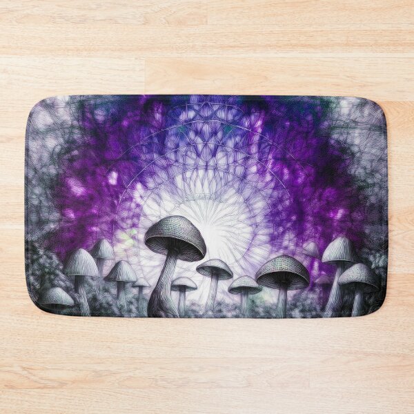 Item preview, Psychedelic, magical forest and colorful, inky mushrooms.2 designed and sold by My-fake-places.