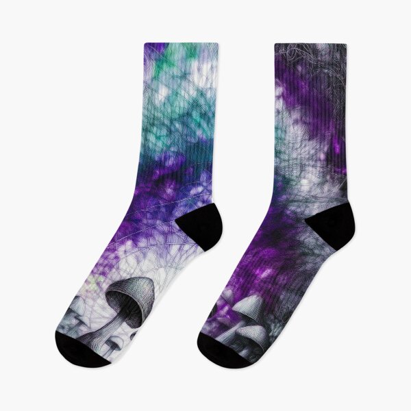 Item preview, Psychedelic, magical forest and colorful, inky mushrooms.2 designed and sold by My-fake-places.