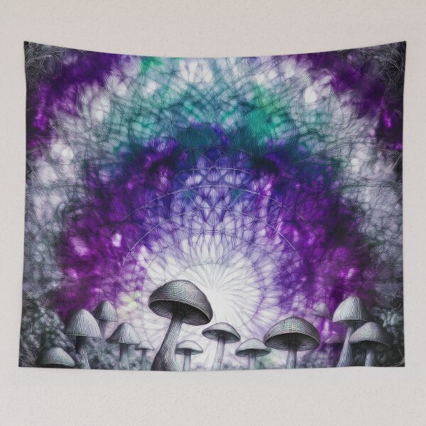 Item preview, Psychedelic, magical forest and colorful, inky mushrooms.2 designed and sold by My-fake-places.