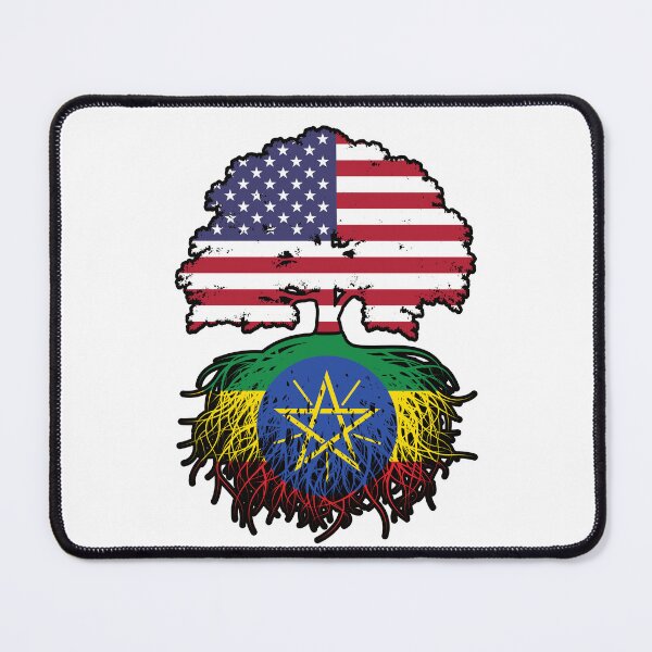Item preview, Ethiopia Ethiopian American USA Tree Roots Flag designed and sold by FlagX.
