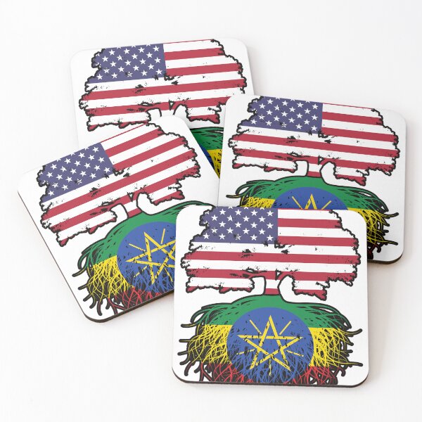Item preview, Ethiopia Ethiopian American USA Tree Roots Flag designed and sold by FlagX.