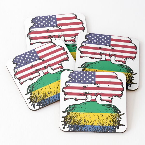 Item preview, Gabon Gabonese American USA Tree Roots Flag designed and sold by FlagX.