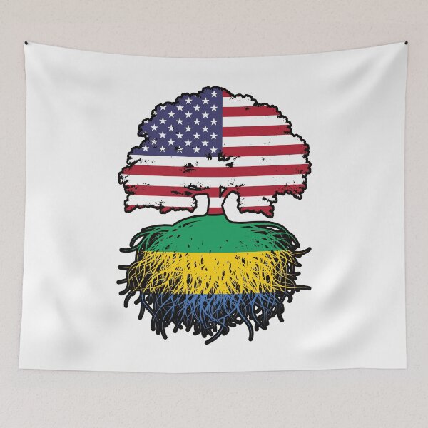 Item preview, Gabon Gabonese American USA Tree Roots Flag designed and sold by FlagX.