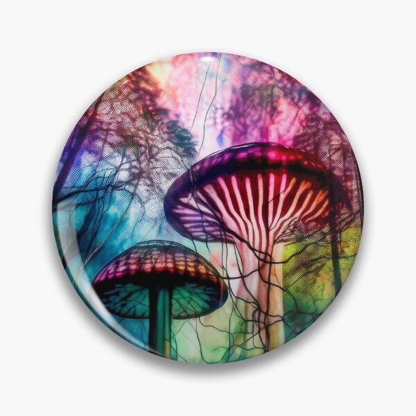 Item preview, Psychedelic, magical forest and colorful, inky mushrooms.5 designed and sold by My-fake-places.