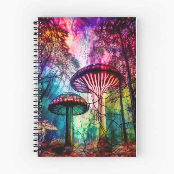 Item preview, Psychedelic, magical forest and colorful, inky mushrooms.5 designed and sold by My-fake-places.