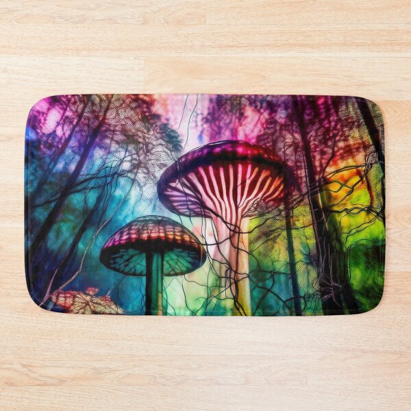 Item preview, Psychedelic, magical forest and colorful, inky mushrooms.5 designed and sold by My-fake-places.