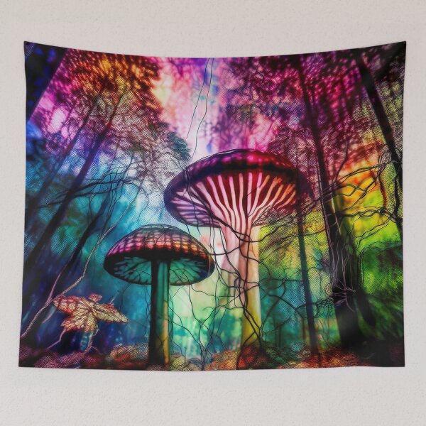 Item preview, Psychedelic, magical forest and colorful, inky mushrooms.5 designed and sold by My-fake-places.