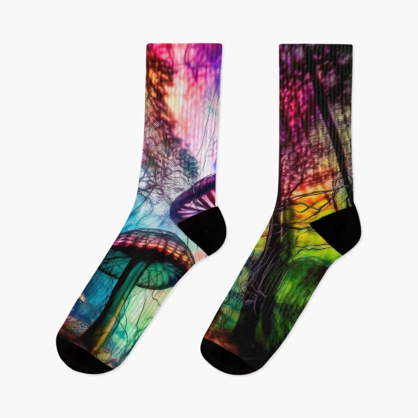 Item preview, Psychedelic, magical forest and colorful, inky mushrooms.5 designed and sold by My-fake-places.