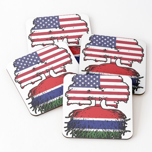 Item preview, Gambia Gambian American USA Tree Roots Flag designed and sold by FlagX.